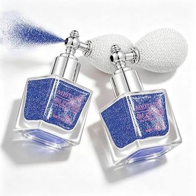 2PCS Hair and Body Glitter Spray, Holographic Glitter Highlighter Powder | Face Body Clothes Shiny Glitter, Loose Shimmer Hairspray Festival Rave Prom Accessories (2PCS Blue)