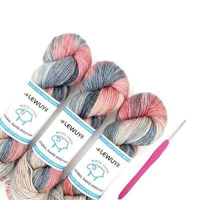 Wool Yarn for Crocheting, Yarn Soft 3pcs/300g/885 Yards Soft Cozy, Multi-Color Gradient Yarn Wool for Knitting Sweaters, Scarves, Shawls, Hats (Gradient color-09)