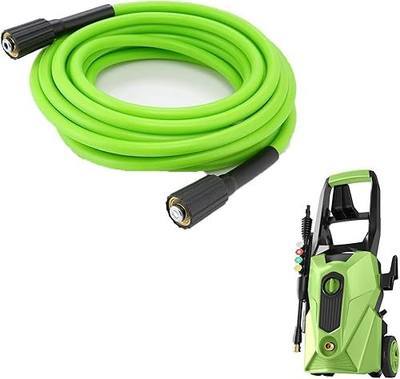 33 FT Pressure Washer Hose Replacement, 1/4" Kink-Resistant Flexible High Pressure Hose with M22-14mm Quick Connect for Power Cleaners, Cars, Decks (Green)