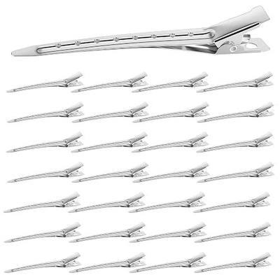 LZIUOSH 28 Pack Alligator Hair Clips —3.5 Inch Duck Bill Sectioning Clips, No Crease Non Slip Metal Curl Clips for Salon Styling and Coloring, Silver