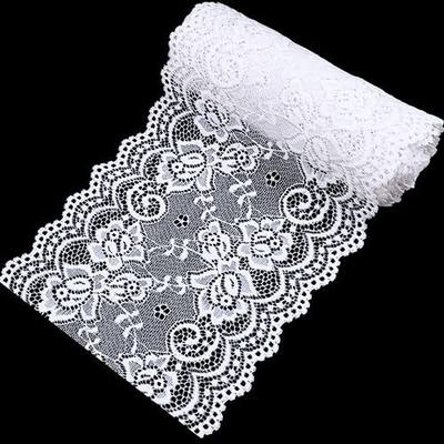 Bijou Joon 4 Yards White Elastic Lace Trim Stretch Lace Ribbon Fabric