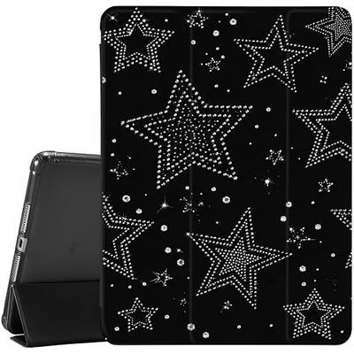 JOYLAND Star Case for iPad A16 11th Generation 11 Inch 2025/iPad 10th Generation 10.9 Inch 2022 with Pencil Holder,Trifold Stand Protective Cover with Soft TPU Back,Black