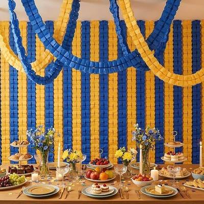 Epakh 12 Pcs Blue and Gold Streamers Garland 2026 Graduation Decorations 9.84 ft Four Leaf Clover Paper Chain Garland Party Banner for Birthday Wedding Bridal Neutral Baby Shower Backdrop Decor