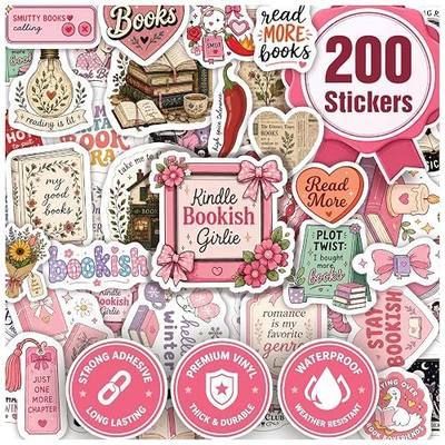 Premium 200 Pcs Bookish Stickers for Kindle, 200 Unique Designs | Sticker Books for Adults, Waterproof Vinyl Book Lover Decals for E-Readers, Laptops, Water Bottles, Journals and Scrapbooks