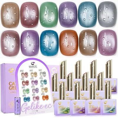 Cat Eye Gel Nail Polish: 1-Coat Coverage, 12 Colors 192ml for Nail Techs | 1-Sec Magnetic Response Forms Sharp Cat Eye Lines That Hold for 30s Without Scattering for Work, Social and Date manicures