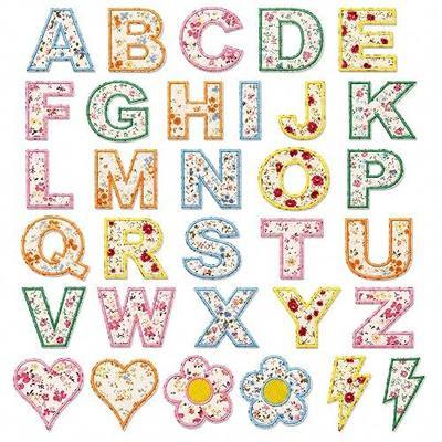 32Pcs Floral Letter Patches, 26 Alphabet Letters and 6 Pattern Patches for Hats, Bags, Clothes, DIY Crafts