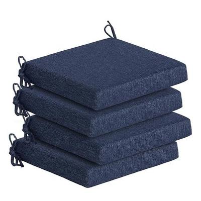 Goodgoods 20 x 20 Outdoor Chair Cushions Set of 4, Fade-Resistant & Water-Resistant Patio Seat Cushion Pads with Ties, 35D High-Resilience Foam for Dining Room Kitchen Chairs, Indigo
