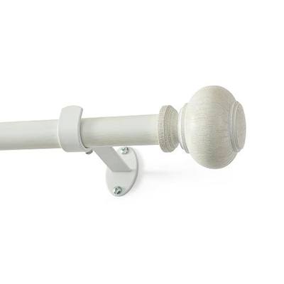 Rhinebeck Rustic Faux Wood 1" Window Drapery Single Curtain Rod White - 32"W x 78"L