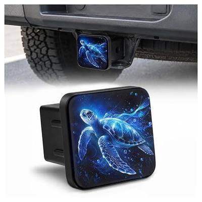 Abstract Sea Turtle Hitch Cover Receiver Tube Hitch Plug, Tool-Free Install Tow Hitch Covers, Universal Trailer Hitch Cap Protector for Trucks, 2 Inch Hitch Receiver Cover for Women Men