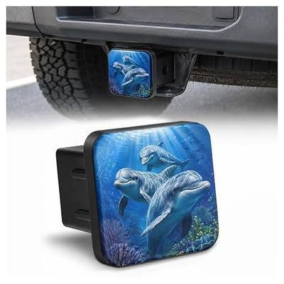 Ocean Dolphins Hitch Cover Receiver Tube Hitch Plug, Tool-Free Install Tow Hitch Covers, Universal Trailer Hitch Cap Protector for Trucks, 2 Inch Hitch Receiver Cover for Women Men