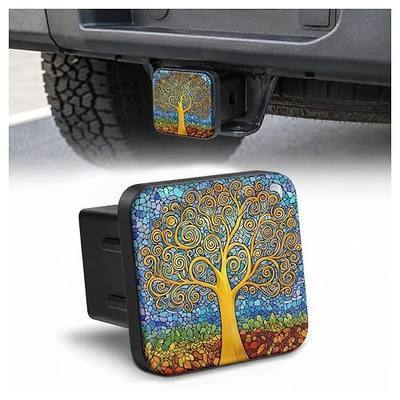 Trailer Hitch Covers Abstract Tree Colorful Tow Hitch Plug Covers Heavy Duty 2 Inch Hitch Cover for Weather Protection, Rubber Hitch Receiver Cover for Trucks Off-Road Vehicles