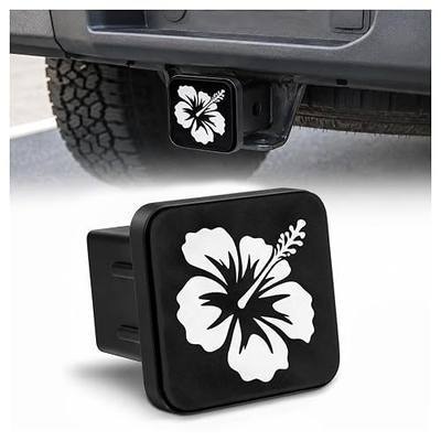 Black Hibiscus Flower Hitch Cover Receiver Tube Hitch Plug, Tool-Free Install Tow Hitch Covers, Universal Trailer Hitch Cap Protector for Trucks, 2 Inch Hitch Receiver Cover for Women Men
