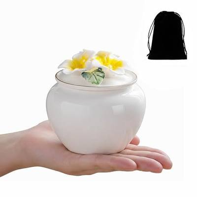 3-Inch Keepsake Urn for Ashes for Women with Sculpted Flower Lid | 12 Cu in Handcrafted Decorative Urn for Cremation, Funeral, Burial, Home, Sympathy Remembrance Gift