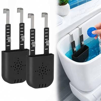 Vespara 2Pcs Adjustable Toilet Tank Tablet Holder, Hanging Silicone Basket Carrier with Rustproof Hooks, Adjustable Height Toilet Tank Cleaning Tablet Holder for Bowl Cleaner Organizer(Black)