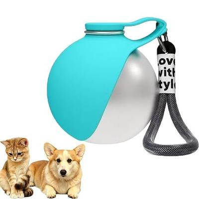 2 in 1 Portable Tumbler for Dogs, 2026 New 10Oz Stainless Steel Dog Water Bottle with Silicone Foldable Bowl, Leak-Proof 2 in 1 Portable Small Dog Water Bottle for Walking, Hiking & Travel (Stainless)