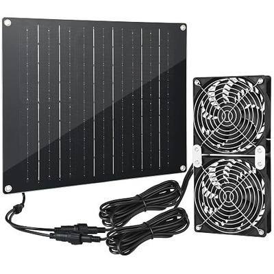 Solar Fan 30W Solar Powered Fan | Panel with 2 IPX7 Weatherproof Fans 5In Fans, Suitable for air Ventilation & Circulation in Outside Chicken Coops, Greenhouses, Sheds, Pet Houses