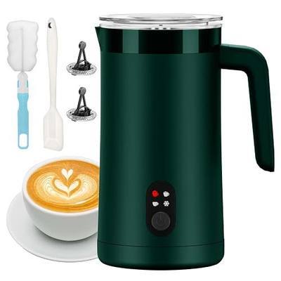 Milk Frother, 13.5oz/400ml Automatic Large Capacity(Green) | 4-in-1 Multifunctional Frother, 2-Min Quick Froth, Auto Shut-Off & Temp Control, Quiet Operation, Ideal for Home/Office