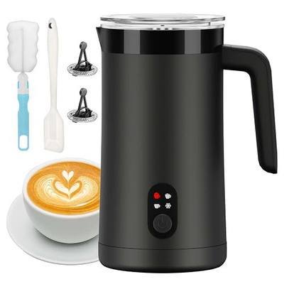 Milk Frother, 13.5oz/400ml Automatic Large Capacity(Black) | 4-in-1 Multifunctional Frother, 2-Min Quick Froth, Auto Shut-Off & Temp Control, Quiet Operation, Ideal for Home/Office