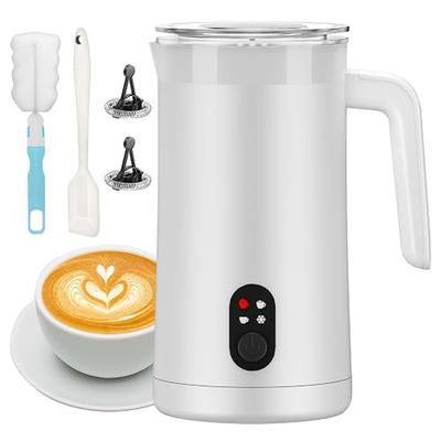 Milk Frother, 13.5oz/400ml Automatic Large Capacity(White) | 4-in-1 Multifunctional Frother, 2-Min Quick Froth, Auto Shut-Off & Temp Control, Quiet Operation, Ideal for Home/Office