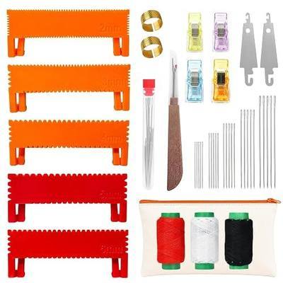 44Pcs Clip-On Sewing Ruler Seam Guide & Needle Kit | Great for Quilting Templates, Hemming & DIY Sewing Projects. Lightweight & Easy to Use—Perfect for Beginners & Pros