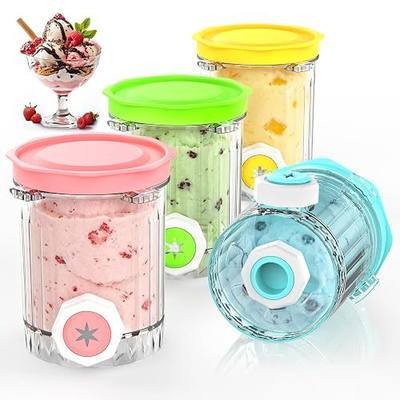 4 Pack Swirl Pint Containers Replacement for Ninja NC700 NC701 Series | Creami Swirl Pints and Color Lids Compatible with Ninja CREAMi Scoop & Swirl Ice Cream Makers ( Updated Version)