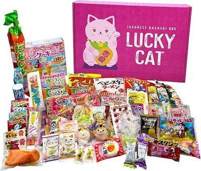 LUCKY CAT Japanese Candy & Snack Variety Pack – 50 Piece Dagashi Box Assortment – Gummies, Candy, Gum & Popular Japanese Treats from Japan