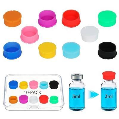 3ml Glass Vial Caps, Peptide Vial Caps, Reusable Vial Cap Covers Peptide & Insulin, Silicone Protective Caps for 1ml / 2ml / 3ml Glass Vials (10 Pcs / 10Colors)
