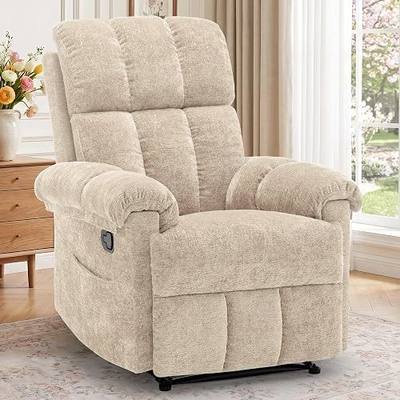 Korser Recliner Chair, Living Room Recliner Chairs for Adults, Small Recliners for Small Spaces, Manual Recliner with Side Pockets, Upholstered Modern Nursery Chair for Living Room, Chenille, Khaki