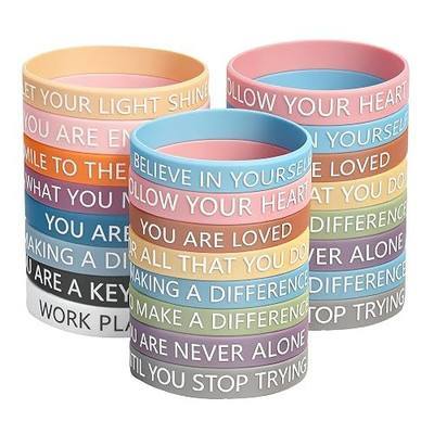 Motivational Quote Rubber Wristbands Inspirational Silicone Bracelets for Men Women Teens Office Party Favor Gifts
