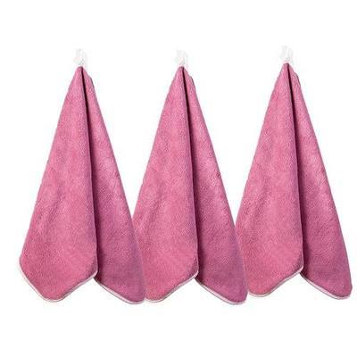 3 Pack Microfiber Hand Towels, Ultra Soft Highly Absorbent Towels for Bathroom, Shower, Spa, Gym and Travel (3 Pack Pink)