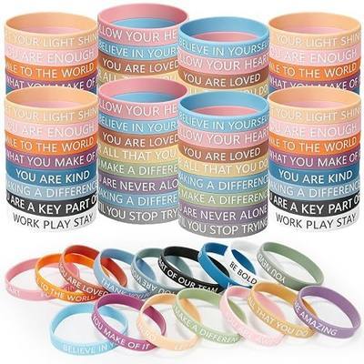 Motivational Quote Rubber Wristbands Inspirational Silicone Bracelets for Men Women Teens Office Party Favor Gifts