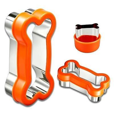 3 Pcs Dog Bone Cookie Cutters, Stainless Steel Biscuit Cutters Set | Large 4.45" Medium 2.95" Mini 1.53" Sizes, Perfect for Homemade Pet Treats and Snacks, with Storage Lid