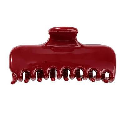 Claw Clips for Women, 4 Inch Big Hair Claw Clips, Cherry Red Hair Clips for Thick Thin Hair, Non Slip Strong Hold Square Claw Clip for Updos, Half Up Styles, Hair Accessories for Women
