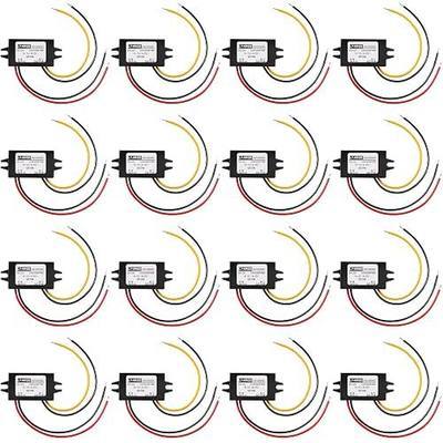 Weewooday 16 Pieces Direct Current Converter 12v to 5v 3a 15w Buck Converter Module, Reduced Voltage Regulator Car Power Output Power Adapter, Wire Interface