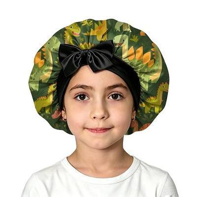 Kids Satin Hair Braid Bonnet for Sleeping Double Layer Elastic Wide Soft Tie Band Hair Silk Lined Sleep Cap Girls Boys