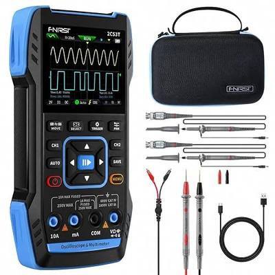 FNRSI 2C53T 3IN1 Handheld Oscilloscope, 50MHz 2CH Automotive Oscilloscope | 250MSa/s Sampling, 19999 Counts Multimeter,3000mAh Rechargeable Battery,Digital Oscilloscope Multimeter DDS Signal Generator