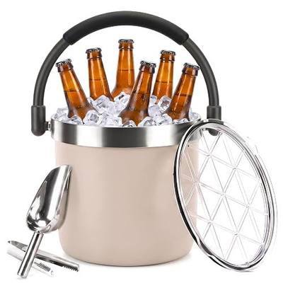256 oz / 7L Insulated Ice Bucket with Lid and Handle, Stainless Steel Beverage Bucket for Beer, Wine & Champagne, Double Wall Vacuum Cooler for Parties, Patio & Outdoor Entertaining
