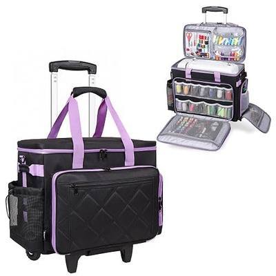 Rolling Sewing Machine Case with Wheels, Sewing Machine Bag with Detachable Folding Trolley
