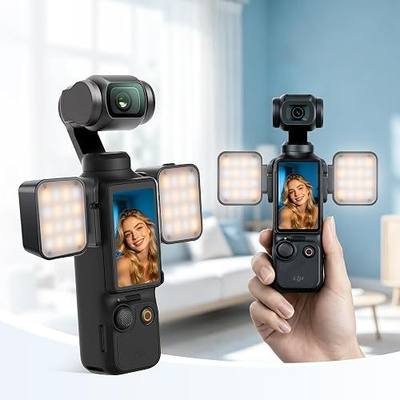 Leekai PL15 2PCS Magnetic Auxiliary Light for DJI OSMO Pocket 4/3 Xtra Muse, CRI≥95, 3-Color Temp 2500-6500K Brightness Adjustable, 1.5W Rechargeable 500mAh Mini LED Fill Light with Camera Body Mount