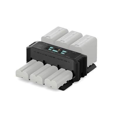 Tilta Foldable Charging Station for L-Series/NP-F | 6 Channel NP-F550, NP-F970, NP-F750 Multi-Slot Battery Charger | Smart TFT Color Display Dock | Active Cooling Thermal Management Protection - Black