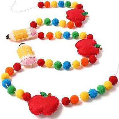 Shzbtdo Back to School Felt Pom Pom Garland, 3D First Day of School Banner | Pre-Strung Back to School Banner. 9.8 ft Adjustable First Day of School Decorations. Ideal for Classroom, Boards, and Mantels