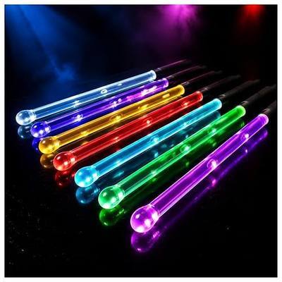 LED Light Up Drum Sticks with Comfort Grip, Glowing Drumsticks 1 Pair | 21 Colors & 3 Modes | 10s AAA Battery Swap | Cushioned Anti-Slip Grip | Durable Solid PC | Great Music Gift for All Ages