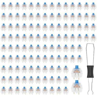 110 Pcs Blue Mechanical Keyboard Switches | 3-Pin Clicky Switch Set with Dual-Ended Puller for Mechanical Keyboard Repair, DIY Builds, Gaming and 3D Printed Clickers