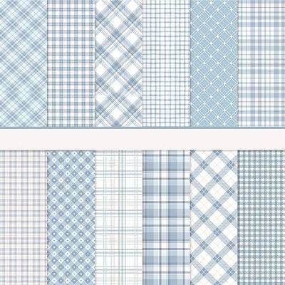 36 Sheets Scrapbook Paper 12x12 In Plaid Patterned Paper (Blue) | Double Sided, Decorative Craft Papers, for Scrapbooking, Junk Journals Greeting Cards Decoration