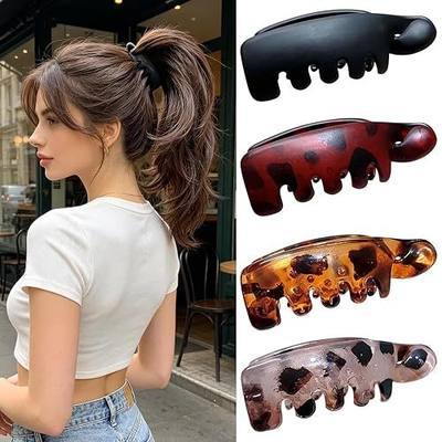 Small Banana Hair Clips for Women Matte Vintage Hair Claw Clips Fashion Cute Hair Barrettes Strong Hold No Slip Hair Accessories High Ponytail Hair Styling Decorations 4Pcs