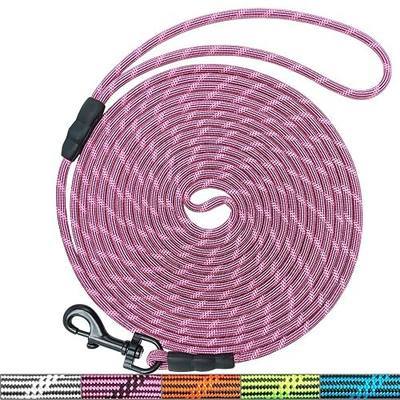 WYuZe Reflective XS Dog Leash Rope 6/10/15FT Lightweight Long Cat Leash | 1/5" Ultra-Thin Puppy Leash for Small Dog up to 15lb Chihuahua Yorkie Tiny Breed Walking Training Lead 5 Colors (15ft, Pink)