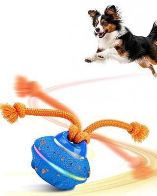 Xeuch Interactive Dog Ball Toy with Automatic Rotating Motion, Bird Chirping Sounds & 7 LED Lights, Rechargeable ETPU Dog Toy with 3 Play Modes, Durable Rope Ball for Small & Medium Dogs Under 80 lbs