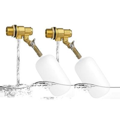 (2 Pack)1/2 Inch Brass Water Float Valve - Pool Auto Fill Float Valve - Float Valve for Water Tank-Garden Hose Float Valve, Automatic Water Level Control for Pool, Pond, Fountain, Aquarium