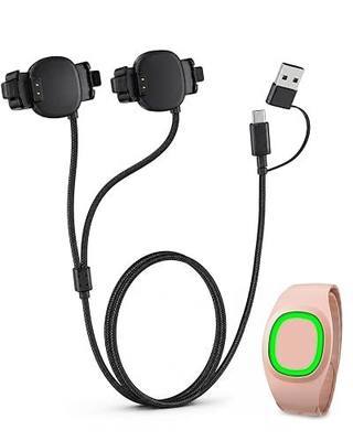 BlackPro Compatible with MagicBand+ Charger 2-in-1, 2ft Nylon-Braided USB-C and USB-A Dual Charging Cable with 2 Charging Heads, Replacement Travel Charger for Disney-Magic Band Plus Watch