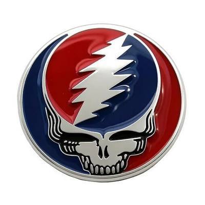 The Stealie 2.0 Car Badge Emblem Grateful Dead Logo Steal Your Face SYF Sticker Perfect for Car, Truck, Motorcycle, Window, Door, and Flat Surface (Red Blue)